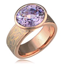 Mokume Bezel Radiant Solitaire Engagement Ring